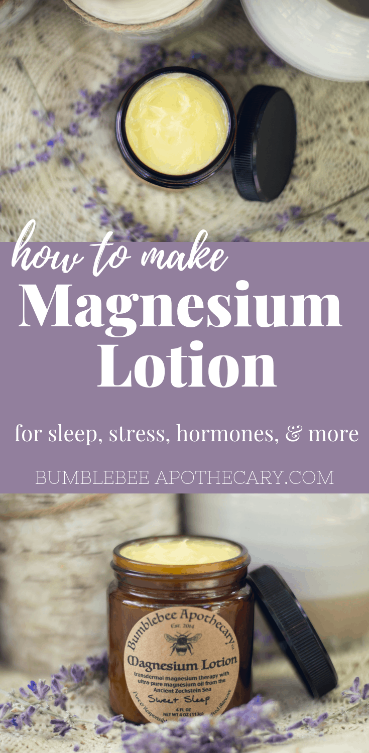 How to make magnesium lotion for sleep, stress, hormones, and more #magnesium #magnesiumdeficiency #magnesiumforsleep #magnesiumlotion #mangesiumforstress #magnesiumforanxiety #hormones #naturalsleepaid #naturalanxietycure #balancehormones