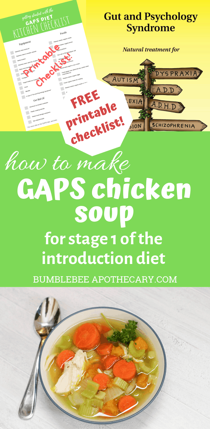GAPS chicken soup recipe for stage 1 of the introduction diet #gapsdiet #leakygut #chickensoup #recipe