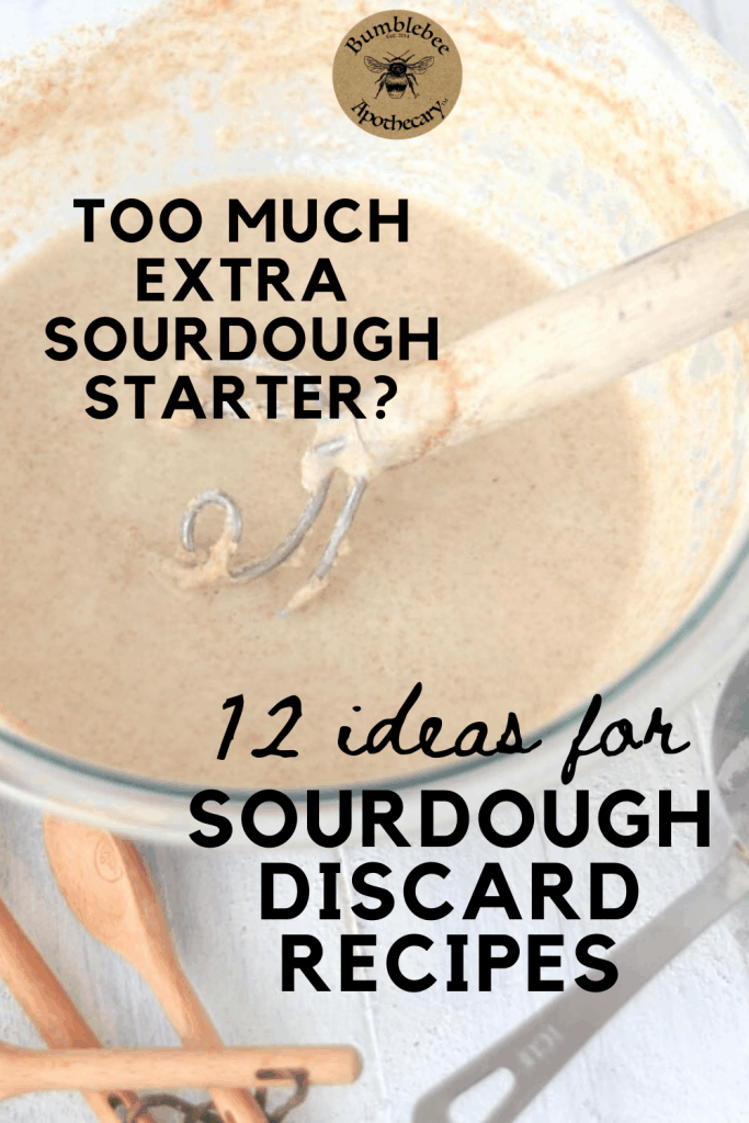12 ideas for ways to use up that extra sourdough starter. No need to throw it away! #sourdough #discard #starter #recipes #ideas