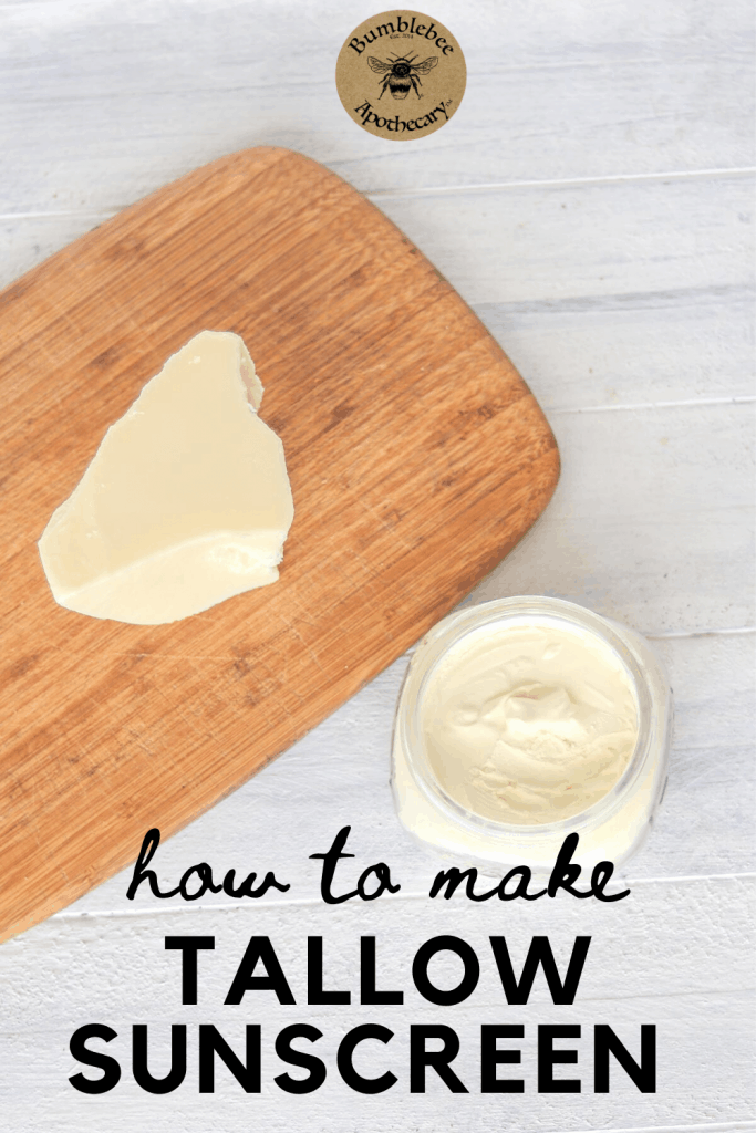 Tallow sunscreen that combines antioxidants, sun protection, and nutrient rich skin care. #sunscreen #tallow #recipe #diy #natural