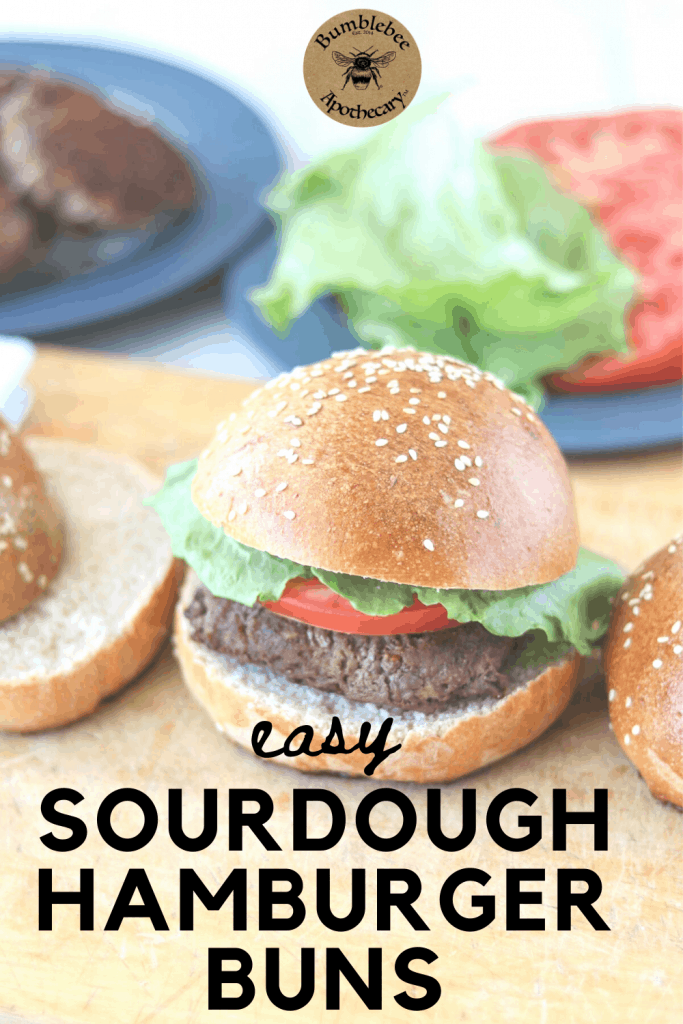 An easy, delicious, and healthy sourdough bun that is soft and chewy. #sourdough #bun #hamburgerbuns #healthy #easy