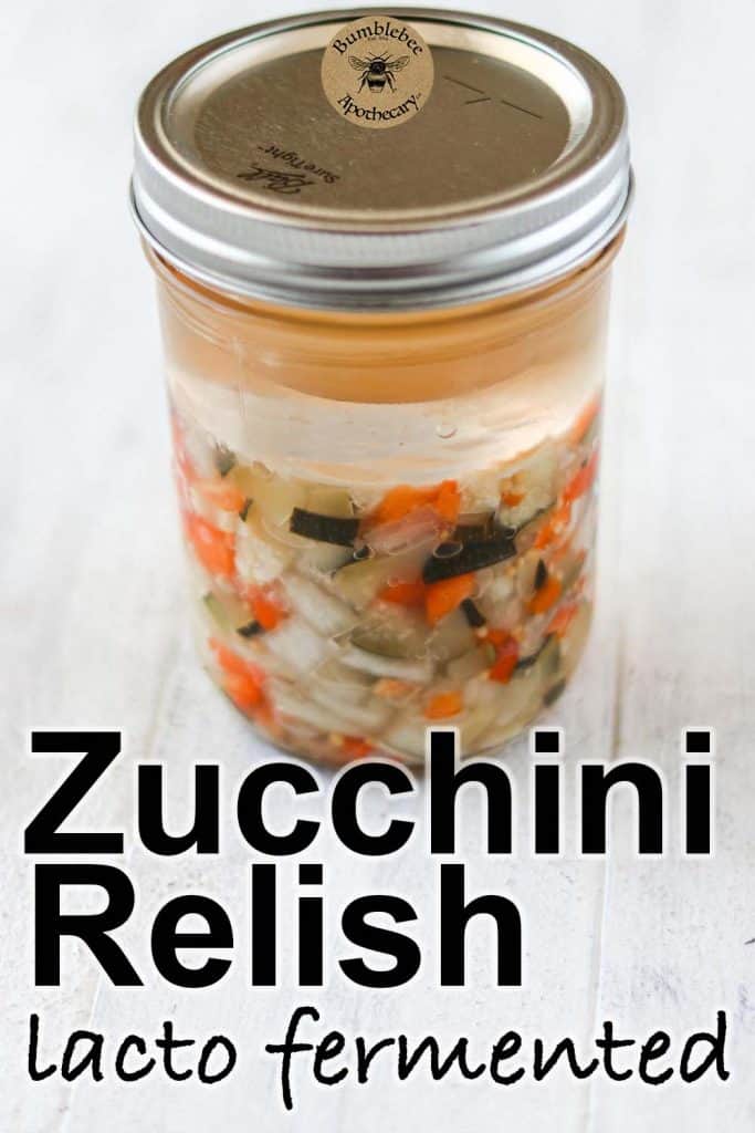 This zucchini relish recipe is a delicious probiotic topping or mix in for your favorite foods. It's also a great way to use up extra zucchini. #reslish #zucchini #traditionalfoods