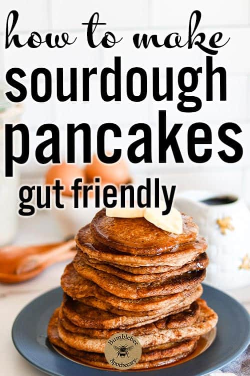 Sourdough pancakes recipe that is quick and easy. Use sourdough discard from overnight. Fluffy whole wheat healthy sourdough pancakes you can make from sourdough starter in a cast iron skillet. Use buckwheat, einkorn, soft white wheat, rye, or whatever flour you like. You can make blueberry pancakes this way from sourdough discard. From starter, simple, dairy free. #foodanddrink #healthyrecipes #breakfast