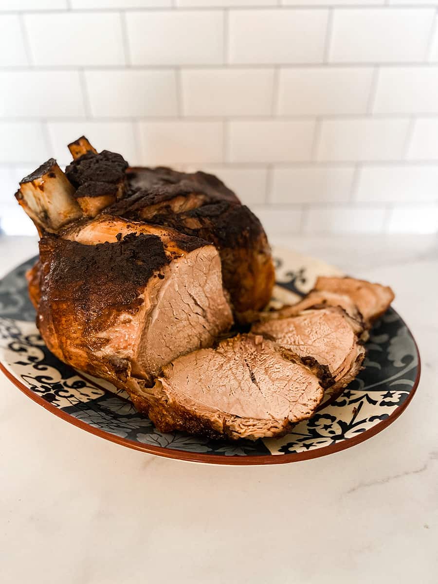 Fresh ham roast with maple glaze